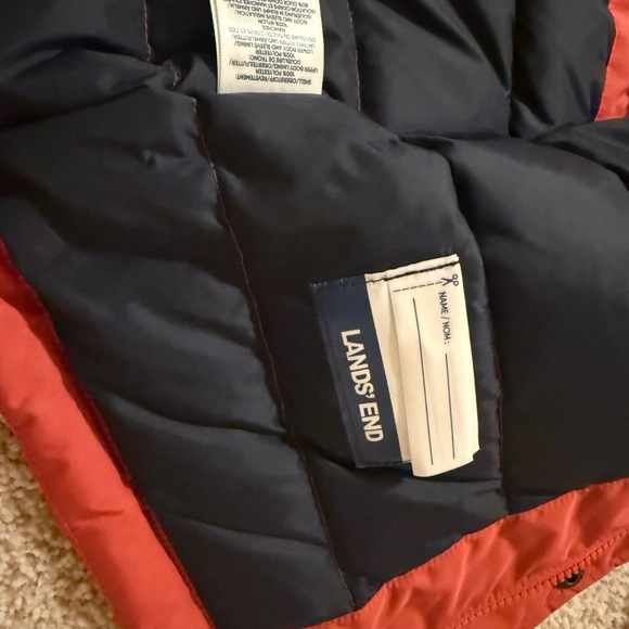 Lands' End Kids Cherry Red Puffer Jacket with Faux Fur Hood - Picture 5 of 8